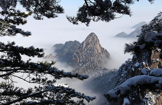 冬游黄山 大雪初降 雾淞满山的冬日黄山景色,影视