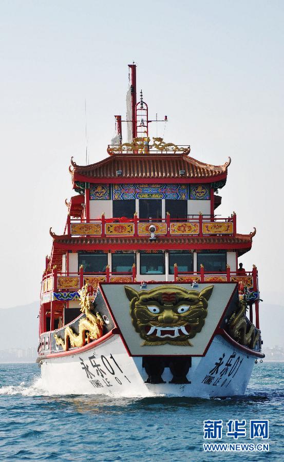#（社会）（2）三亚海上观光仿古船“永乐01”号建成试航