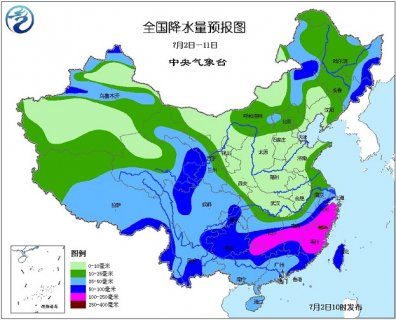 2015年7月2日中央气象台未来十天中央天气预报