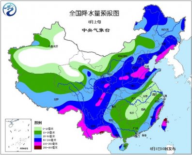 2015年8月1日中央气象台未来十天中央天气预报