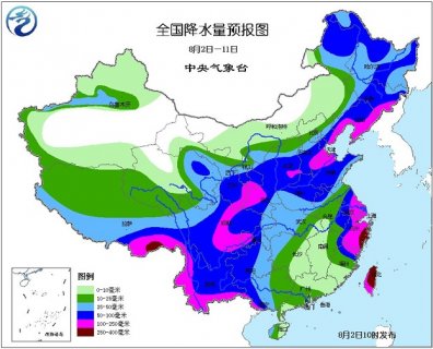 2015年8月2日中央气象台未来十天中央天气预报