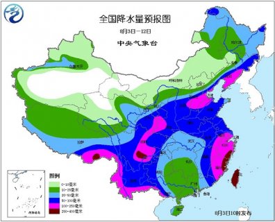 2015年8月3日中央气象台未来十天中央天气预报