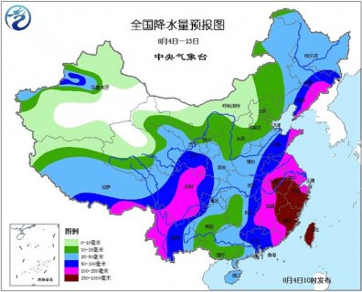 2015年8月4日中央气象台未来十天中央天气预报