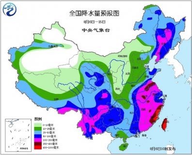 2015年8月6日中央气象台未来十天中央天气预报