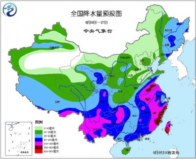 2015年8月8日中央气象台未来十天中央天气预报