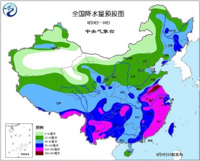 2015年8月9日中央气象台未来十天中央天气预报