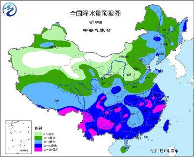 2015年8月11日中央气象台未来十天中央天气预报