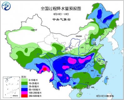 2015年8月13日中央气象台未来十天中央天气预报