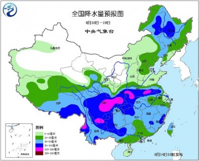 2015年8月14日中央气象台未来十天中央天气预报