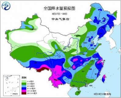 2015年8月18日中央气象台未来十天中央天气预报