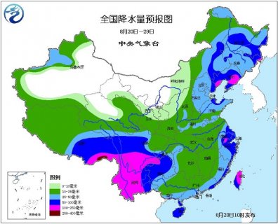 2015年8月20日中央气象台未来十天中央天气预报