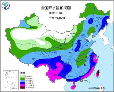 2015年8月22日中央气象台未来十天中央天气预报