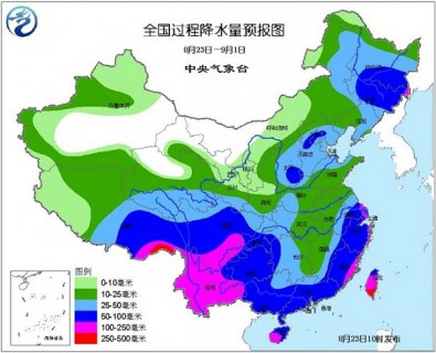 2015年8月24日中央气象台未来十天中央天气预报