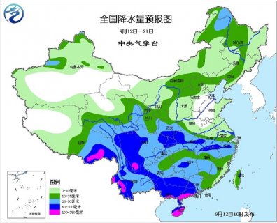 2015年9月12日中央气象台未来十天中央天气预报